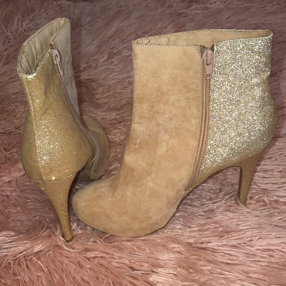 Forever 21 Shoes Blush Pink And Gold Ankle Boots Poshmark